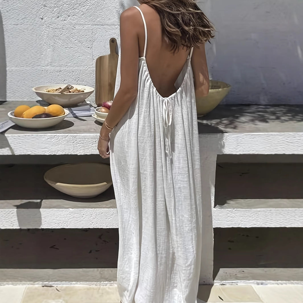 Women's Backless Loose Long Home Dress