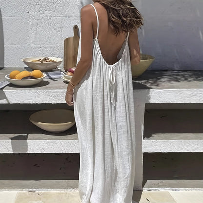 Women's Backless Loose Long Home Dress