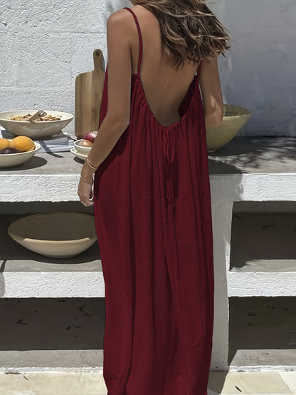 Women's Backless Loose Long Home Dress